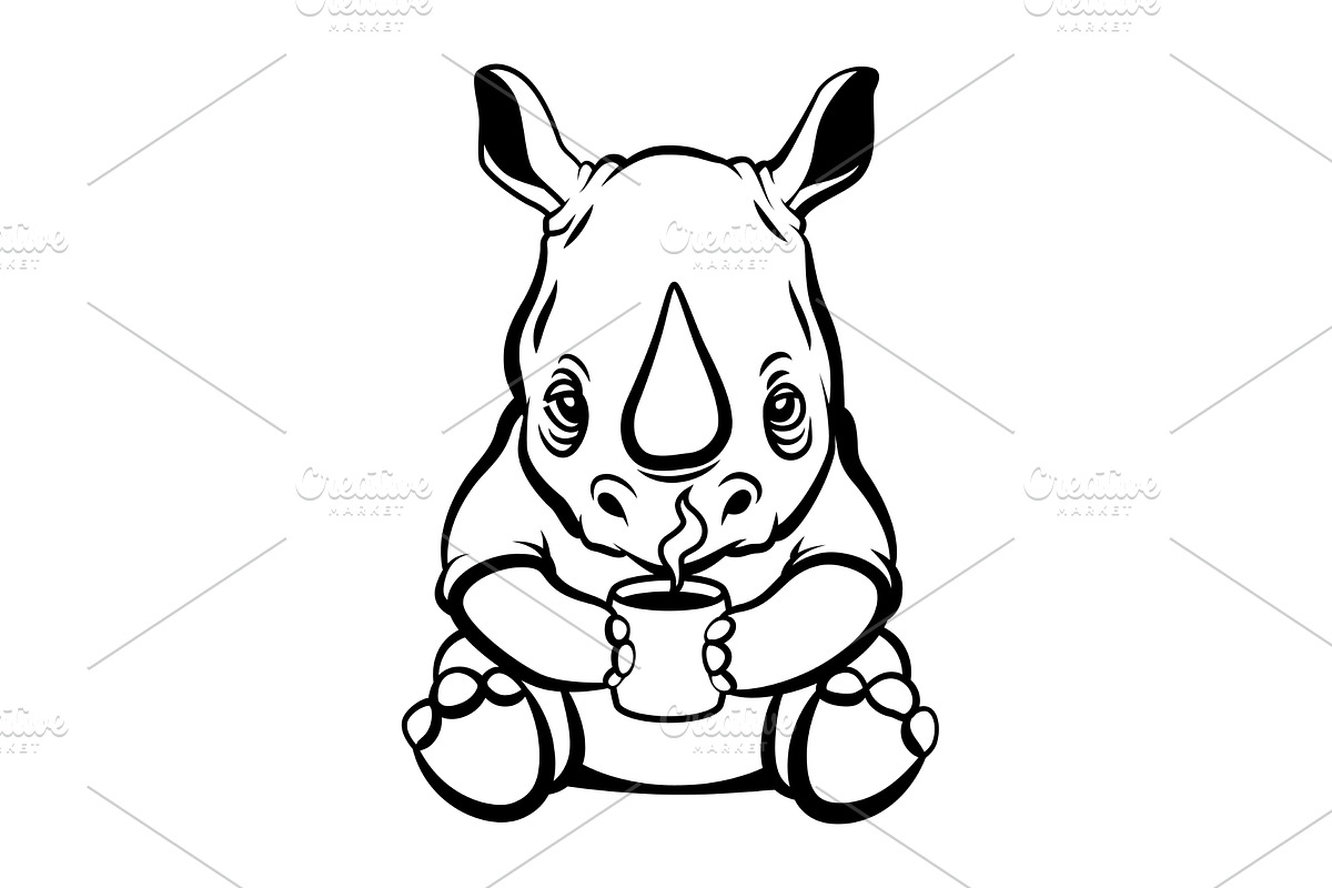 sleepy cute rhinoceros, a Food Illustration by Things for designers