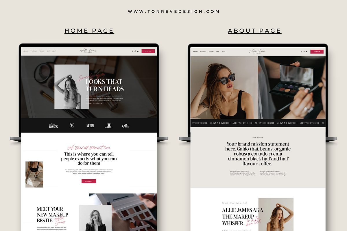 Makeup Artist Wix Website Template, a Wix Template by Ton Rêve Design Studio (Photo 4 of 9)