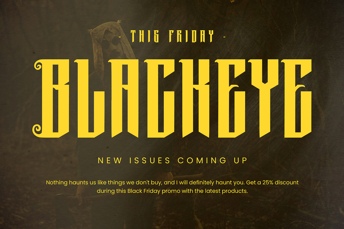 Pholest Horror Sans Display Font, a Blackletter Font by Maulana Creative (Photo 3 of 7)