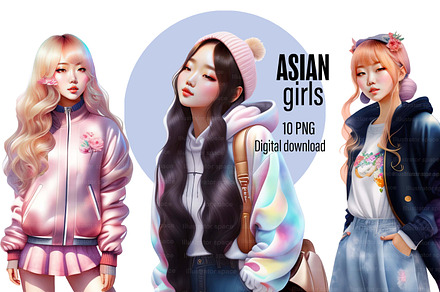 Young asian women clipart PNG