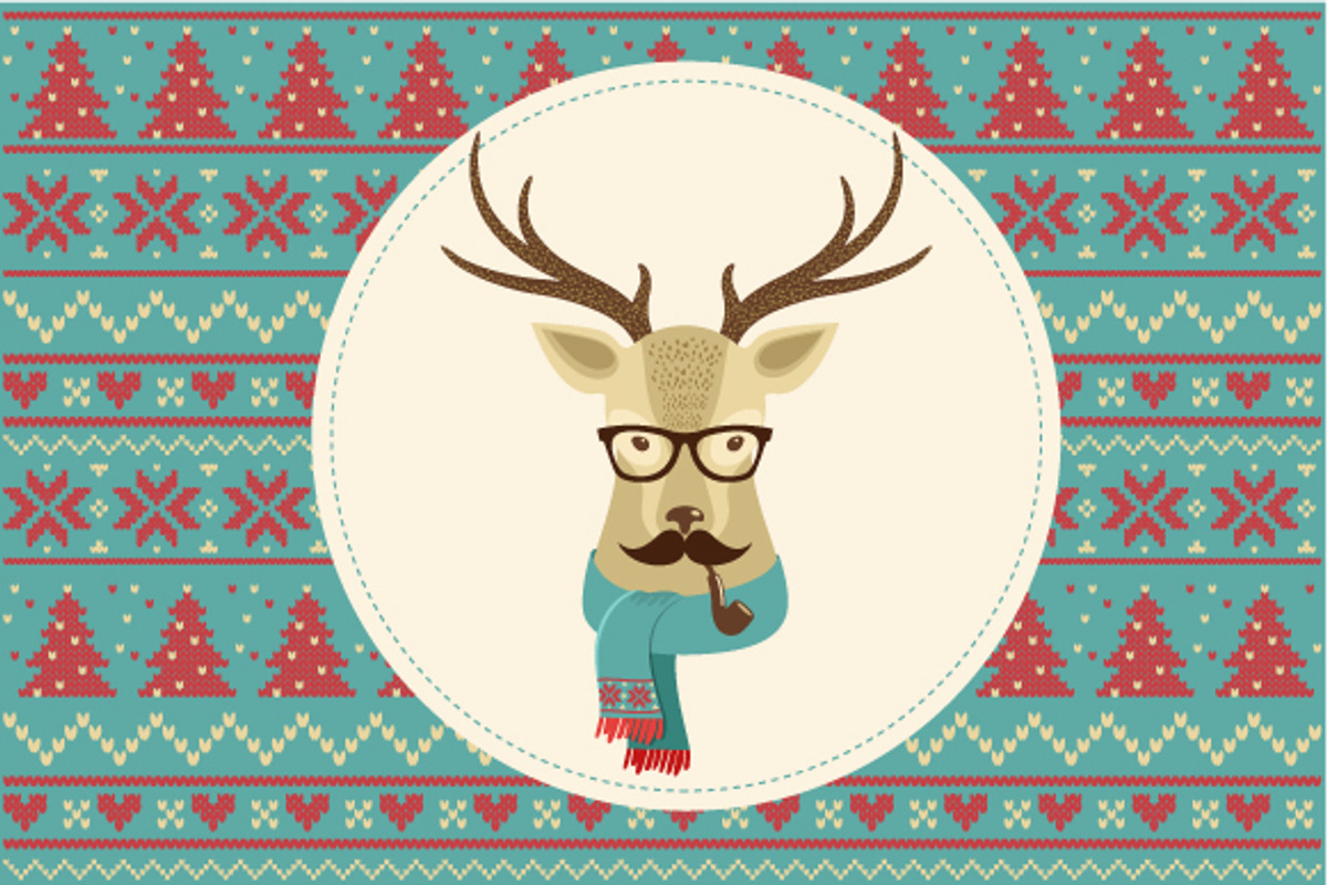 Vintage Hipster Christmas animals, an Animal Illustration by Marish (Photo 3 of 3)