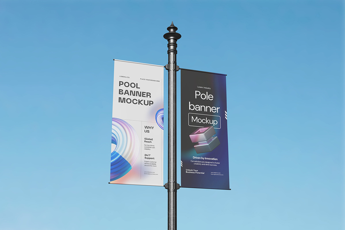 Pole Banner Mockup, an Advertising Mockup by bimockup (Photo 2 of 6)