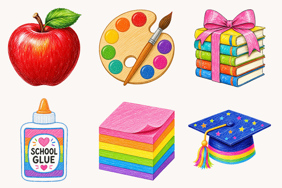 Back to School Clipart PNG Bundle, a Seasonal Illustration by Designworld (Photo 3 of 5)