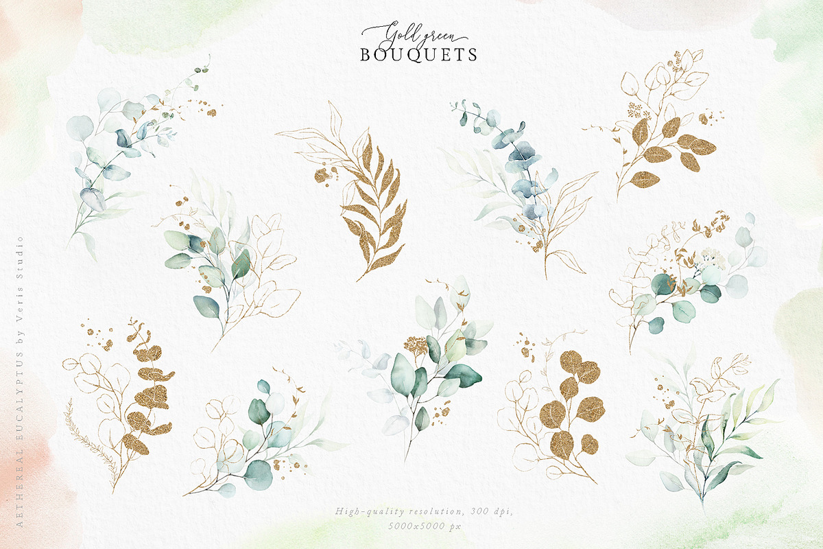 Watercolor Eucalyptus Green Floral, a Decorative Illustration by Veris Studio (Photo 4 of 25)