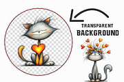 Whimsical Valentine Cats Clipart, an Illustration by Libby Wishes (Thumbnail 6 of 7)