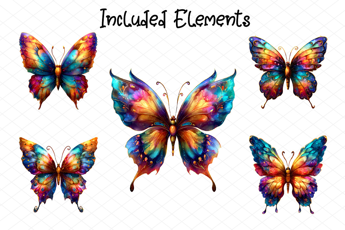 Intricate Rainbow Butterflies Clipar, an Illustration by cherrydesign (Photo 2 of 4)