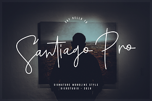 Santiago Pro - Signature / Free Logo, a Script Font by Dierstudio