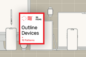 Outline Device Mockups - Vector Pack, an iPhone Mockup by Mr.Mockup™