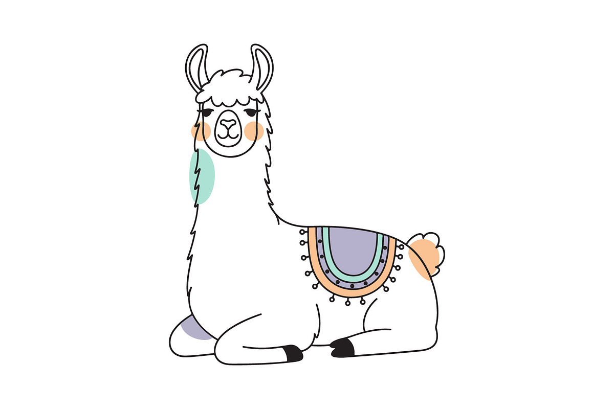 Cute Pastel Sitting Llama Vector, an Animal Illustration by MkStudio (Photo 2 of 2)