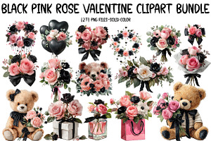 Black Pink Rose Valentine Clipart Bu, an Illustration by Designworld