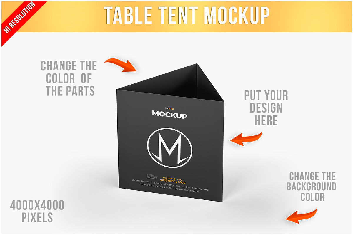 Table Tent Mockup PSD, an Advertising Mockup by Bruno's Shop (Photo 1 of 4)