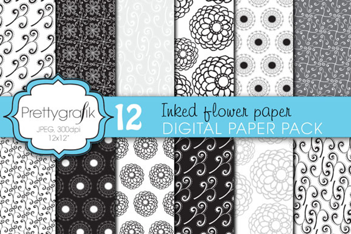 wedding floral digital paper, commer