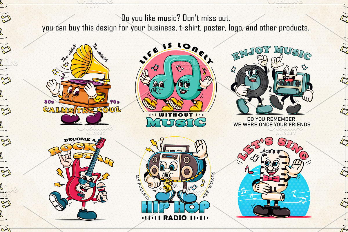 Music Character Retro Mascot, an Object Illustration by Kevyn Creative (Photo 2 of 3)