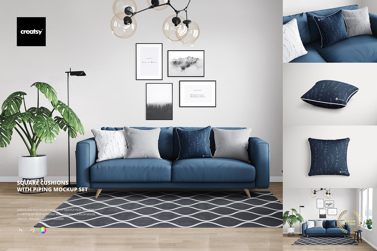 Square Cushions with Piping Mockup, a Household Mockup by creatsy2 (Photo 1 of 9)