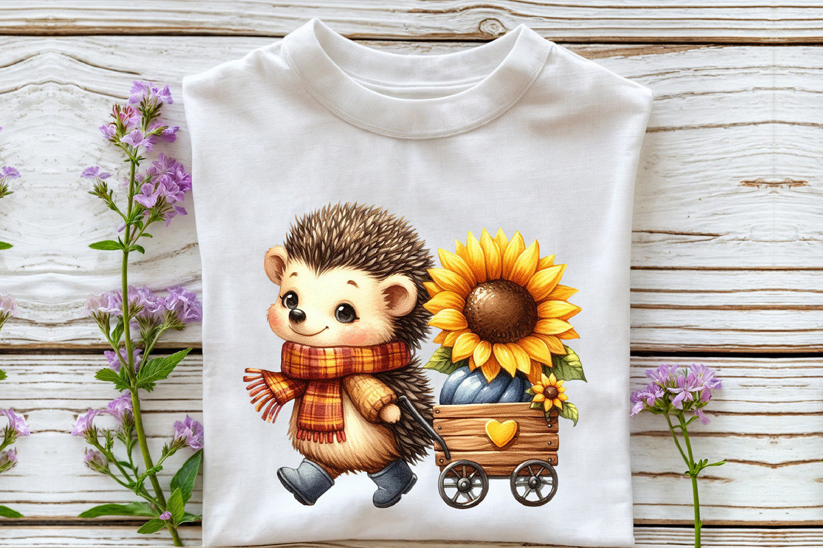 Cute Hedgehog & Sunflower Clipart, an Illustration by Rose Art (Photo 7 of 7)