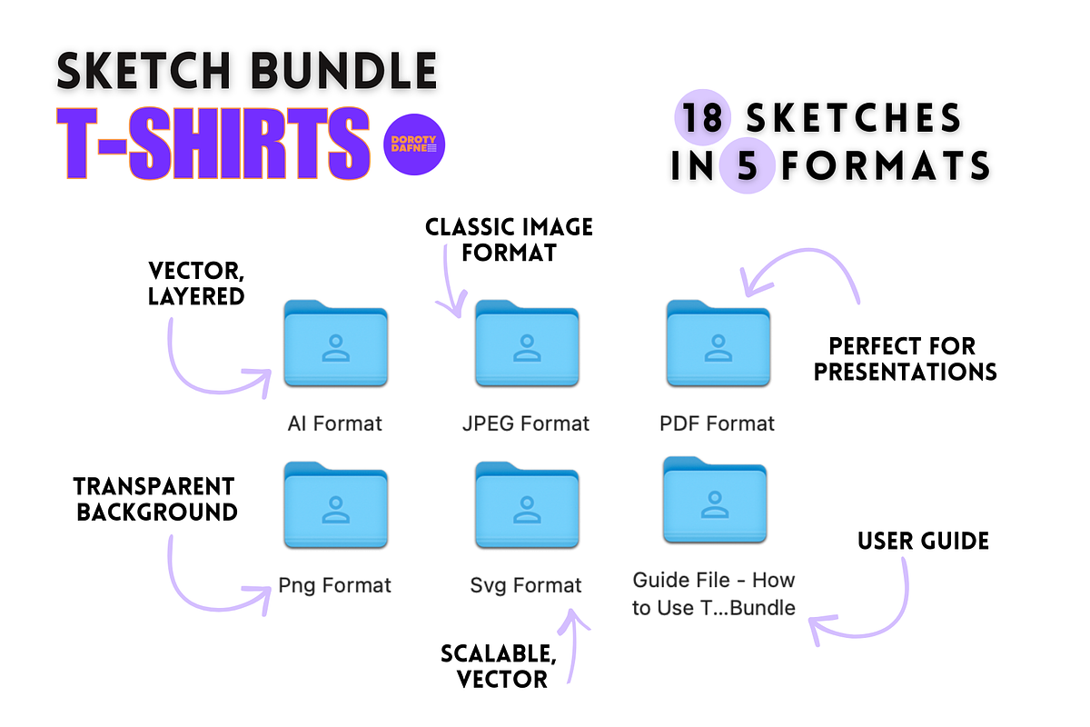 T-shirt Fashion Flats Sketch BUNDLE, a Shirt Mockup by Doroty Dafne Designs (Photo 2 of 6)