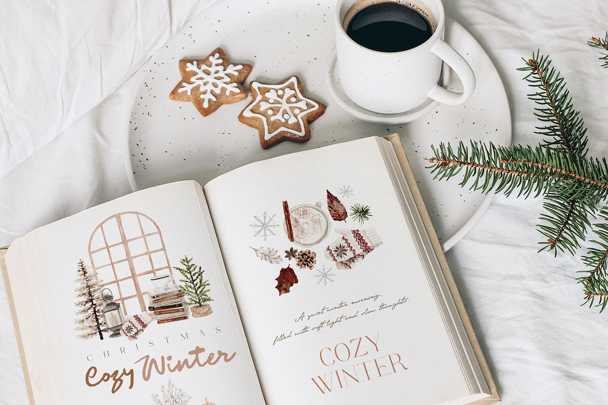 Watercolor Clipart - COZY WINTER, a Decorative Illustration by Beigetime (Photo 8 of 13)