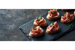 Prosciutto Bruschetta Tapas, a Food & Drink Photo by piter.goskov