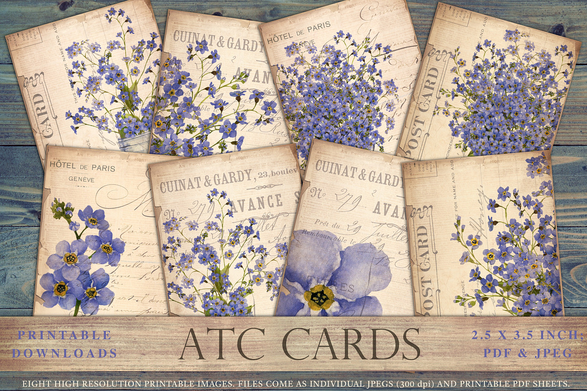 Floral vintage artist trading cards, an Object Graphic by Paper Farms (Photo 1 of 2)