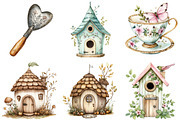 Watercolor Fairy Garden Clipart, a Seasonal Illustration by CitraGraphics (Thumbnail 6 of 7)