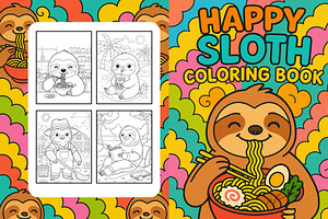 Happy Sloth Coloring Book, an Illustration by Image for Sale