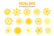 Yellow Sun Vector clipart collection, an Object Illustration by Contes_de_fée (Thumbnail 2 of 5)