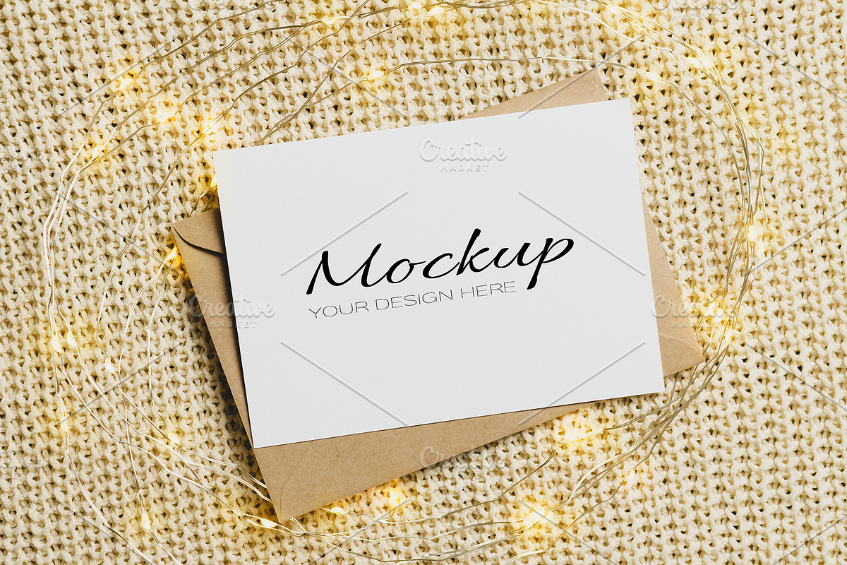 Christmas Greeting Card Mockup, a Product Mockup by nika-vera
