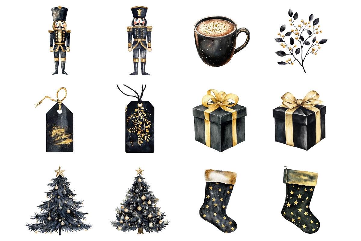Black Christmas Clipart, an Illustration by Design Market (Photo 2 of 3)