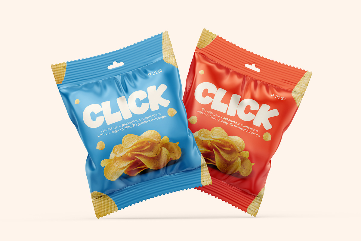 Foil Snack Bag Packaging Mockup, a Packaging Mockup by Ram Studio LLC (Photo 2 of 10)