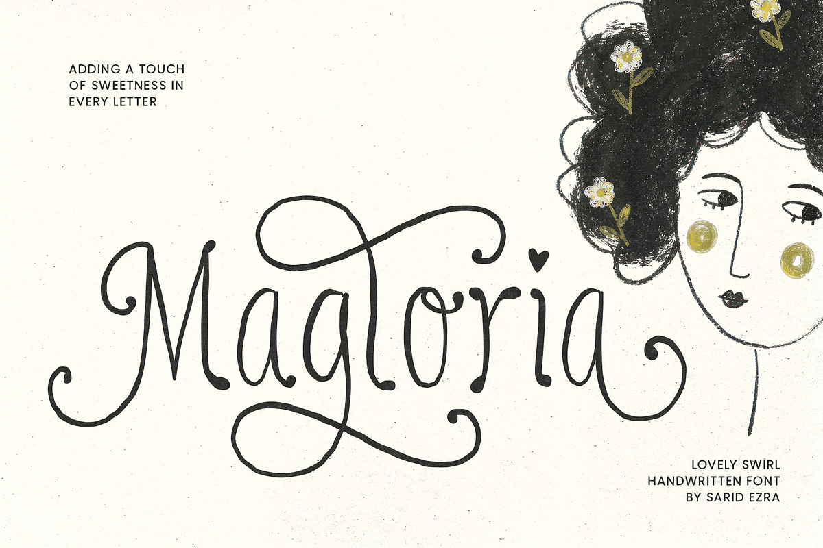 Magloria - Swirly Handwritten Font, a Handwritten Font by Sarid Ezra (Photo 1 of 9)