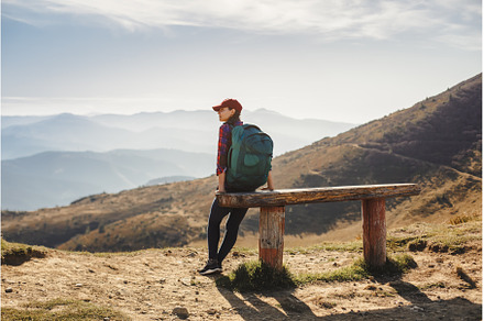 Female Hiker With Backpack in Front