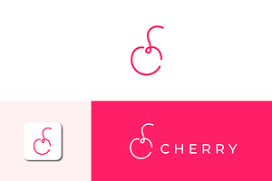 Minimalist Icon Logo Of A Cherry