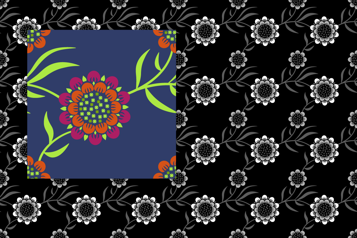 Leafy Mums Pattern Tile preview 2