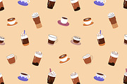 Coffee cups set + banner + patterns, a Food Illustration by PaperTrident (Thumbnail 4 of 5)