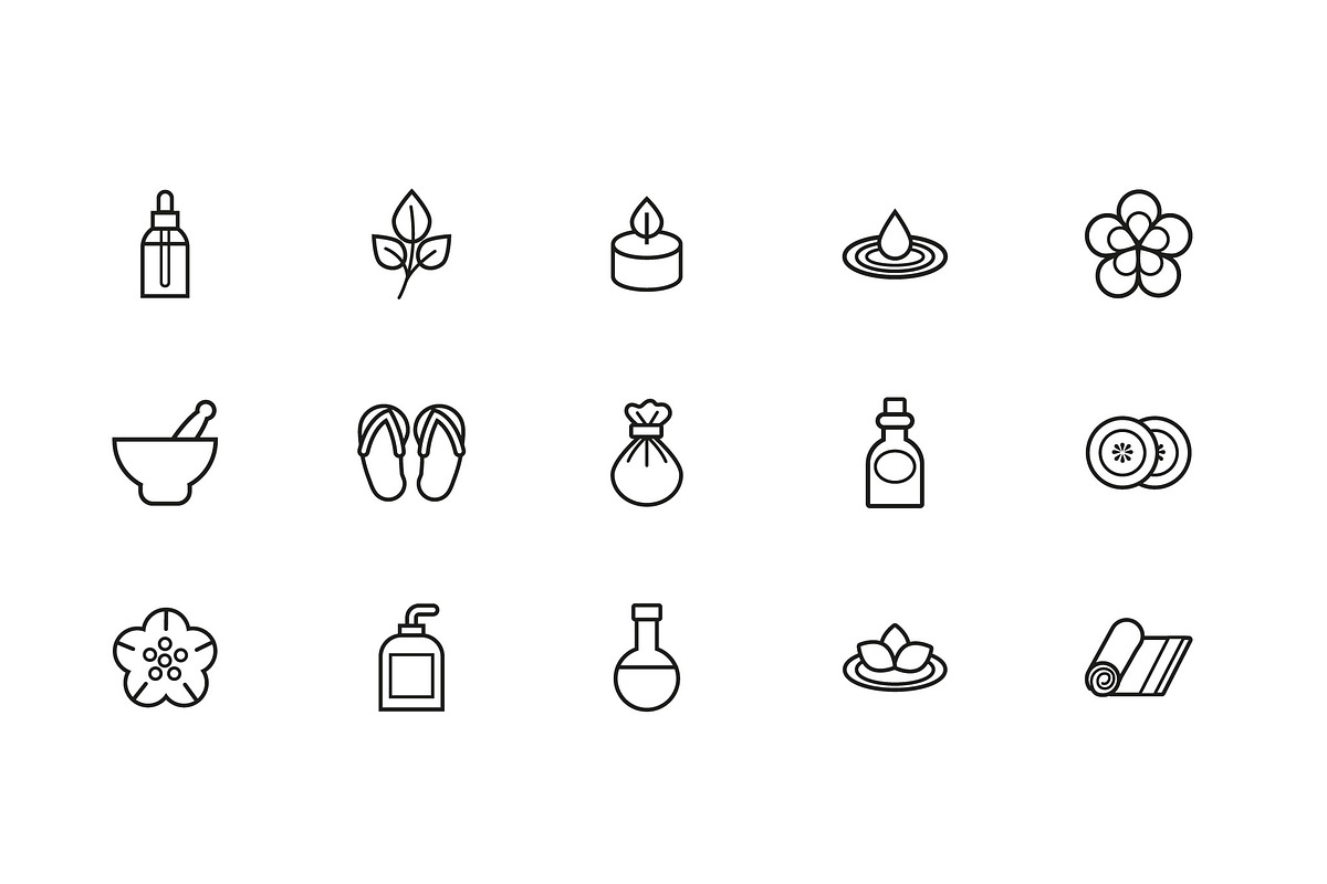 Spa Wellness Line Icon Set, an Outline Icon by studiogstock (Photo 2 of 4)