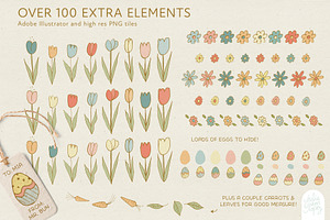 Easter Bunnies Clipart & Patterns