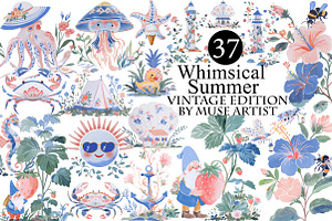Whimsical Summer Clipart PNG, an Illustration by DreamArtGraphic