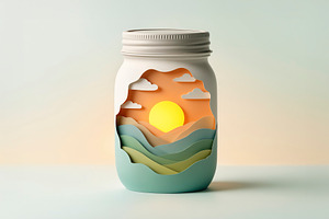 Creative paper-cut landscape, a Photo by rarrarorro