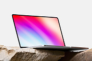 Macbook Mockup on Stone, a Mac Mockup by sagesmask.com (Thumbnail 12 of 14)