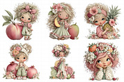 Whimsical Summer Fruit Girls Clipart, an Illustration by Daily.Designs (Thumbnail 4 of 8)