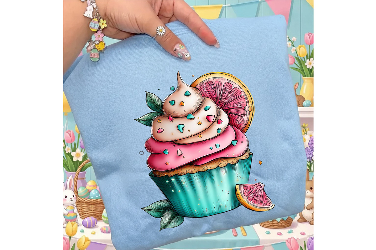 Whimsical Spring Cupcake Clipart, an Illustration by designcity5 (Photo 5 of 5)