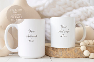 15oz And 11oz Mugs Mockup