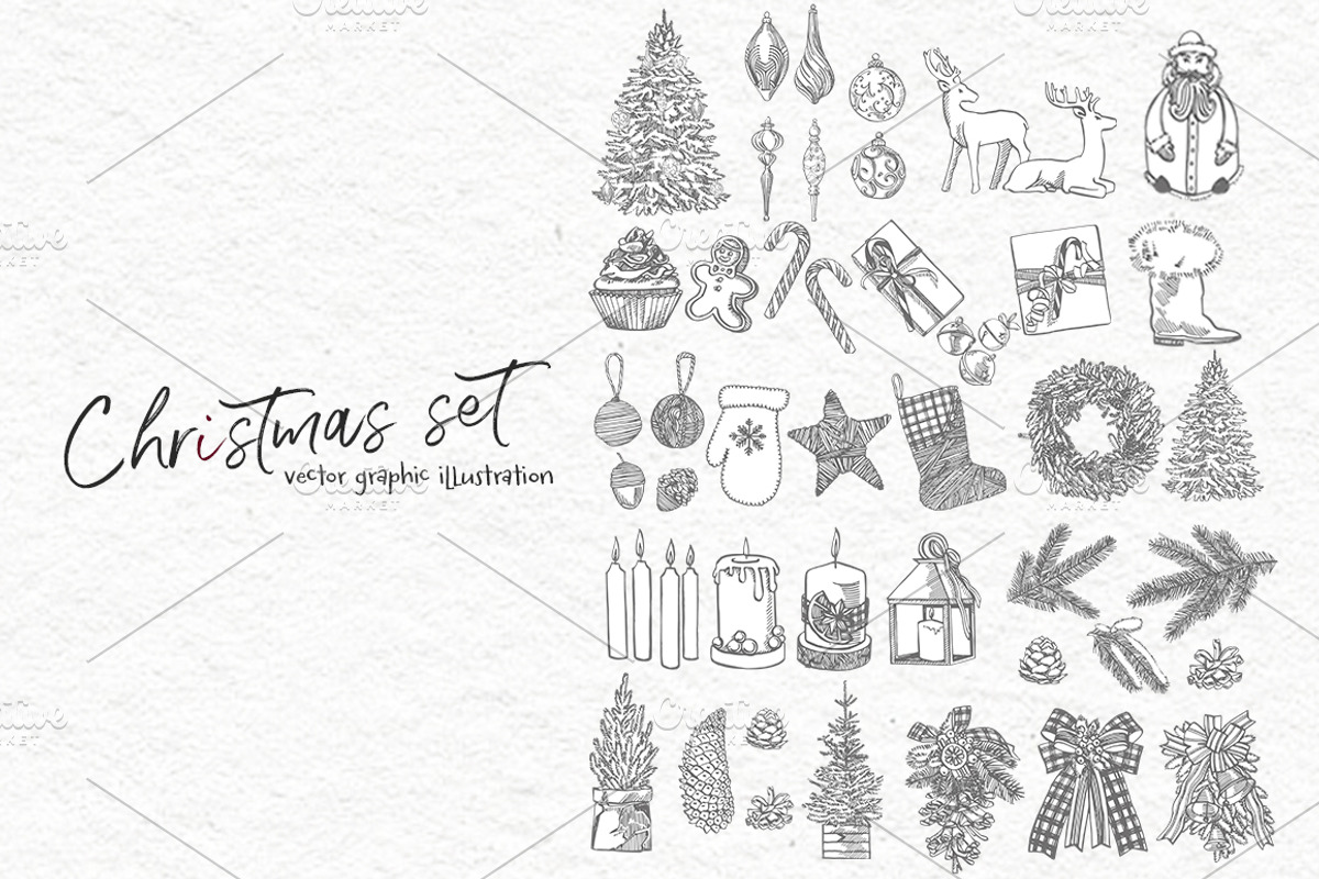 Xmas set graphic illustrations, a Decorative Illustration by Ann Astro (Photo 2 of 24)