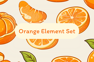 Orange Element Set, a Food Illustration by Laimmilka