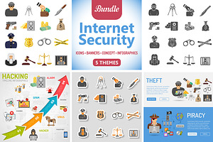 Crime and Punishment Flat Icons, an Outline Icon by TAlex