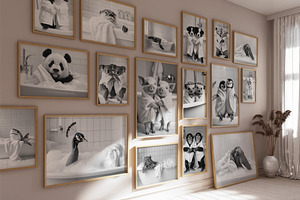Funny and Cute Bathroom Art Bundle, an Animal Photo by PrintablesByFranklyn