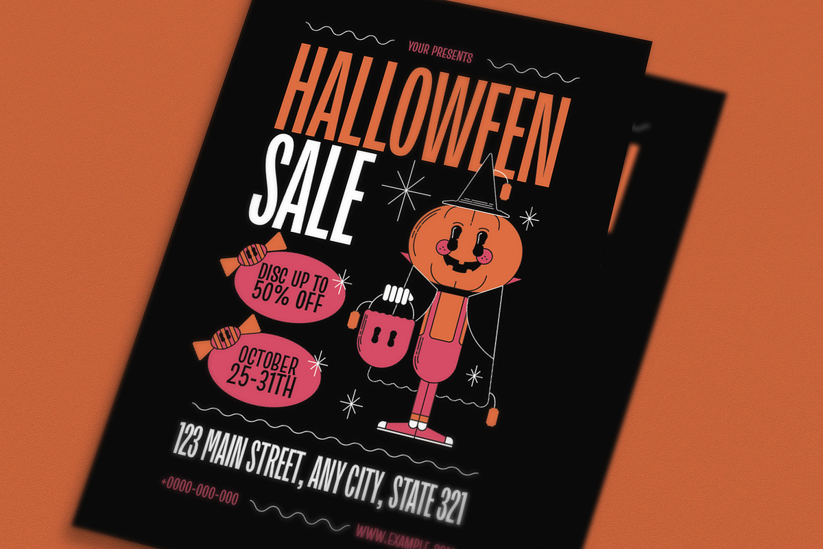 Retro Halloween Sale Event Flyer, a Flyer Template by Guuver (Photo 2 of 3)