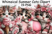 Whimsical Summer Cats Clipart, an Animal Illustration by Libby Wishes (Thumbnail 1 of 3)