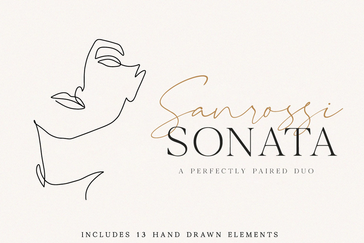 Sanrossi Sonata Duo, a Script Font by Digital Hustler (Photo 1 of 13)