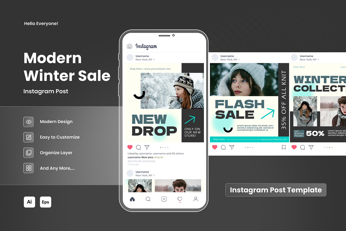 Modern Winter Sale Instagram Post, a Social Media Template by SquidPixey (Photo 6 of 6)
